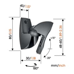 Vogel's VLB 500 Speaker muurbeugel voor surround- en hi-fi luidsprekers tot 5 kg. (2x, zwart) — thumbnail 5