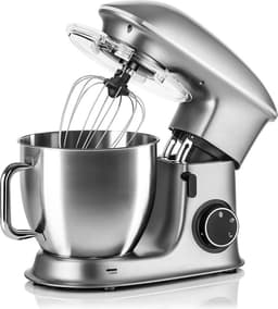 White-Label® Luxe Deegmachine met Spatbescherming - Deegmachine voor Zwaar Deeg - Met Deeghaak en Garde - Kneedmachine - Keukenmachine - Deegmixer met 7 Standen - Zilver — thumbnail 1