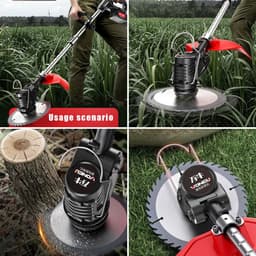Accugrasmaaier - 2 x accu - Elektrische - Professionele - Grasmaaier - Rood - Verstelbare Snijder - Draadloze - Grasmaaier - Tuin - 100-135cm - Zaagblad - Maaiblad - Grastrimmer — thumbnail 3