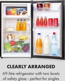 Klarstein Koelkast Cool Cousin Koelvriescombinatie 70+11L 40 dB - met Vriesvak Mini-Koelkast - 81L - voor Keuken voor Singles - LED Schappen Compact - Compact Koelkast Vrijstaande Koelkast Kleine Koelkast Fridge - Mini Fridge — thumbnail 3