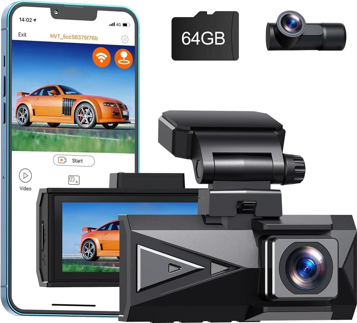 Dual Dashcam - Dashcam Voor en Achter - Auto Camera Dashcam - Dashcam Auto - Dual Dashcam voor Auto — afbeelding 1