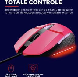 Trust GXT 109P Felox - Gaming Muis - Bedraad - 6400 DPI - RGB Verlichting - Roze — thumbnail 4