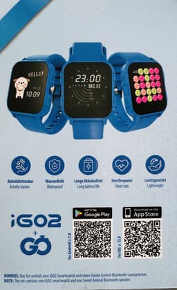 Forever iGO2 JW-150 Kinderhorloge blauw smartwatch voor Smartphone iOS + Android horloge met touchscreen IP68 + Bluetooth Luidspreker sweet animal Geschenkset — thumbnail 4
