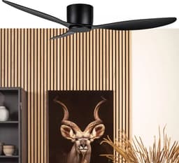 Plafondventilator Brezza 3 blad Ø 132 cm | Zeer stille ventilator | Top kwaliteit | Energie zuinig | + remote | Voor laag plafond | 6 snelheden | Beste alternatief voor airco | Zomer en winter stand | Zwarte ventilator — thumbnail 2