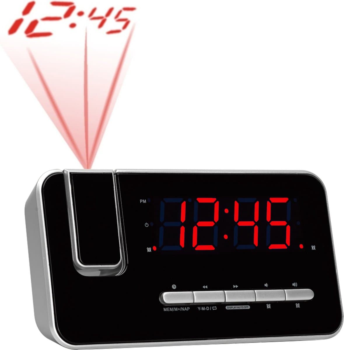 Denver Wekkerradio met Projectie - Digitale wekker - FM Radio - Dubbel Alarm - CRP618 - Zwart — afbeelding 1