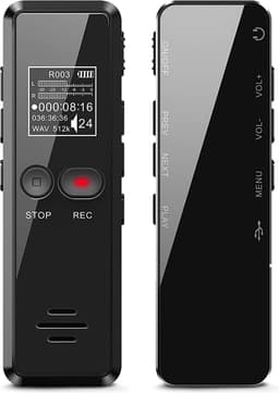 Auronic Digitale Voice Recorder - Dictafoon - 8GB Opslag - Ruisonderdrukking - USB Oplaadbaar - Afluisterapparatuur - Zwart — thumbnail 1