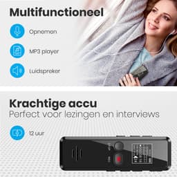 Auronic Digitale Voice Recorder - Dictafoon - 8GB Opslag - Ruisonderdrukking - USB Oplaadbaar - Afluisterapparatuur - Zwart — thumbnail 4