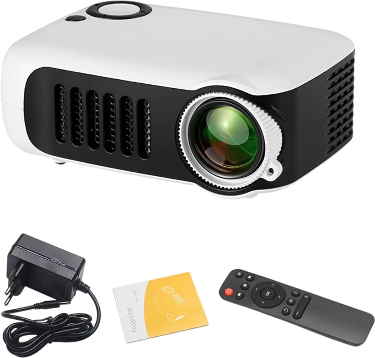 Draagbare Mini Beamer Projector – Full HD 1080P LED Beamer met 4K Ondersteuning voor Thuisbioscoop, Films en Gaming-Wit — afbeelding 1