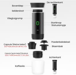 DnA® Draagbare Koffiemachine - Blender To Go - Draagbare Blender - Wit - ‎27cm x 9cm x 9cm — thumbnail 4
