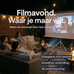 BMN® Premium Mini Beamer 2026 Editie - Smart Projector met 4K ondersteuning - Geschikt voor IOS en Android - WiFi 6 & Bluetooth 5.4 - Android 13.0 - Draagbaar - Thuisbioscoop - Zwart — thumbnail 2