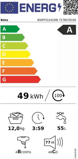 Beko B5WT512410W - Homewhiz - RecycledTub™ - Wasmachine — thumbnail 2