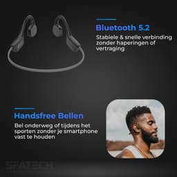 SFATECH Bone Conduction Headphone – Open-Ear Sport Oortjes – Sport Hoofdtelefoon – Bluetooth Koptelefoon – Waterbestendig – Hardlopen & Fitness – Zwart — thumbnail 5