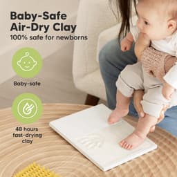 Babyhand- en voetafdrukset - sneldrogende klei babyvoetafdrukset, pasgeboren aandenken, kinderkamer fotolijst voor jongens, meisjes, gepersonaliseerde cadeaus voor douche en register (Zwart) — thumbnail 2