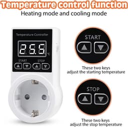 Thermostaat Digitale temperatuurregelaansluiting - Verwarmingsthermostaat met NTC-sonde - Voor verwarmingsapparatuur - Digitale thermostaataansluiting voor kaskoeling — thumbnail 2