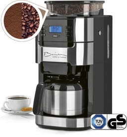 Barista Filterkoffiezetapparaat met Bonenmaler – Warmhoudfunctie, 24-uurs Timer, Permanent Filter – 10 Kopjes – Voor Bonen en Gemalen Koffie – Roestvrij Staal/Zwart — thumbnail 1