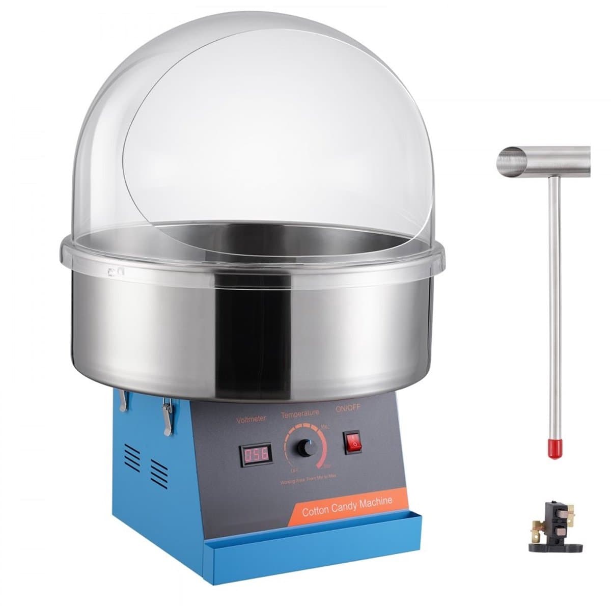 Suikerspinmachine - Elektrisch - 1000 W - Commercieel - Met Deksel - RVS Kom - Inclusief Suikerlepel - Blauw — afbeelding 1