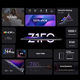 Portable Monitor – 16,1 inch – 144Hz – Full HD IPS 1080P – USB-C & HDMI – 100% sRGB – 300 cd/m² – Extern Scherm – 780g — thumbnail 5