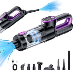 Draadloze Handstofzuiger Voor De Auto - Draagbare Oplaadbare Mini Autostoofzuiger - Zwart - 8 Opzetstukken - 12000Pa — thumbnail 1