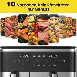 XXL Heteluchtfriteuse met Dubbele Kamer en 11 Liter Capaciteit – Airfryer met 10 Kookprogramma's en Touchscreen — thumbnail 3