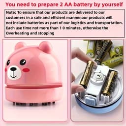 Bureaustofzuiger, USB-toetsenbordreiniger, draagbare potloodgum, gumrestenreiniger, sigarettenasreiniger, mini handstofzuiger - werkt op batterijen - gevoed door 2 AA-batterijen (batterijen en kabel niet inbegrepen) (Blauw) — thumbnail 3