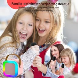 Vitdipy - Karaoke Set - Karaokemachine voor Kinderen - Met Bluetooth Speaker en Draadloze Microfoon - Mini Draagbare Bluetooth Luidspreker - Roze — thumbnail 4