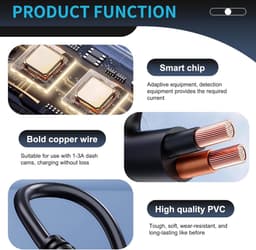 Autoladeradapter, geschikt voor dashcams, dubbele USB-poorten, 3,5A stroomsterkte, 12V naar 5V voedingsadapter, met mini-USB-poort, geschikt voor dashcams, GPS-dashcams, enz. — thumbnail 3