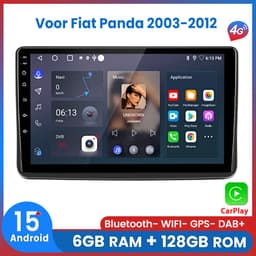 Awesafe Autoradio 6GB+128GB met Carplay en Android auto - Geschikt Voor Fiat Panda 2003 t/m 2012 - Radio scherm met Navigatie GPS - 8 Kern V1PRO Versie - Draadloos Apple Carplay & Android — thumbnail 1