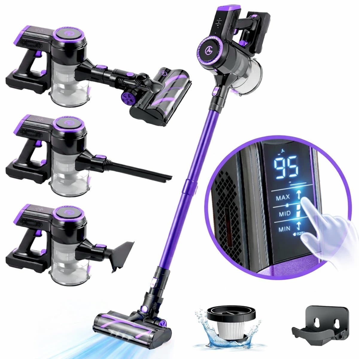 AG4200 Steelstofzuiger Draadloos Deep Purple - Stofzuiger Zonder Zak - Geschikt voor Dierenharen- Krachtig -Kruimeldief- Draadloze Stofzuigers - Steelstofzuigers - Kruimelzuiger - Compact & Licht — afbeelding 1