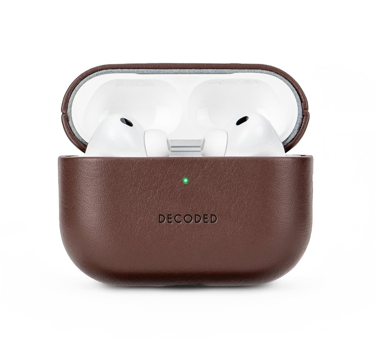 DECODED Leren Hoesje voor AirPods Pro 3 - Airpods Pro 3 Case - Premium ECCO-leer - Geschikt voor Magsafe - Draadloos Oplaadbaar - Indicatie Lampje - Krasbestendig - Bruin — afbeelding 1