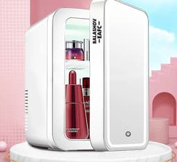 Milova Mini koelkast - Make-up koelkast - Koelkast voor onderweg - 4L - Cosmetische opslag - LED spiegel - Draagbare koelkast - Cosmetica koeling - Camping - Tafelmodel — thumbnail 3