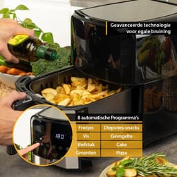 Hetelucht friteuse - Airfryer - Gezond koken - 8 programma's - 5 liter - Zilver — thumbnail 2