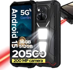 DOOGEE V Max LR 5G - Robuuste Smartphone - Robuuste Telefoon - 36 GB RAM + 512 GB ROM - Met 40 m laserdetectie - 20500 mAh/45 W - MTK 7300 - 6,78 inch FHD+120 Hz - 200 MP+32 MP camera - 1200 LMkampeerlamp - 3 kaartsleuven - WiFi 6E - NFC - Zwart — thumbnail 1