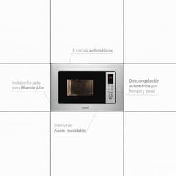 Inbouwmagnetron met Grill - Roestvrij Staal - 20L Capaciteit - 8 Automatische Menu's - 5 Vermogensniveaus — thumbnail 4