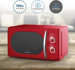 Magnetron met 20 liter capaciteit in vintage design - 700 W - digitale bediening met 5 kookstanden en ontdooifunctie — thumbnail 4