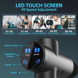 Draagbaar Massagepistool met 99 Snelheden en 8 Massagekoppen voor Spierverlichting — thumbnail 3