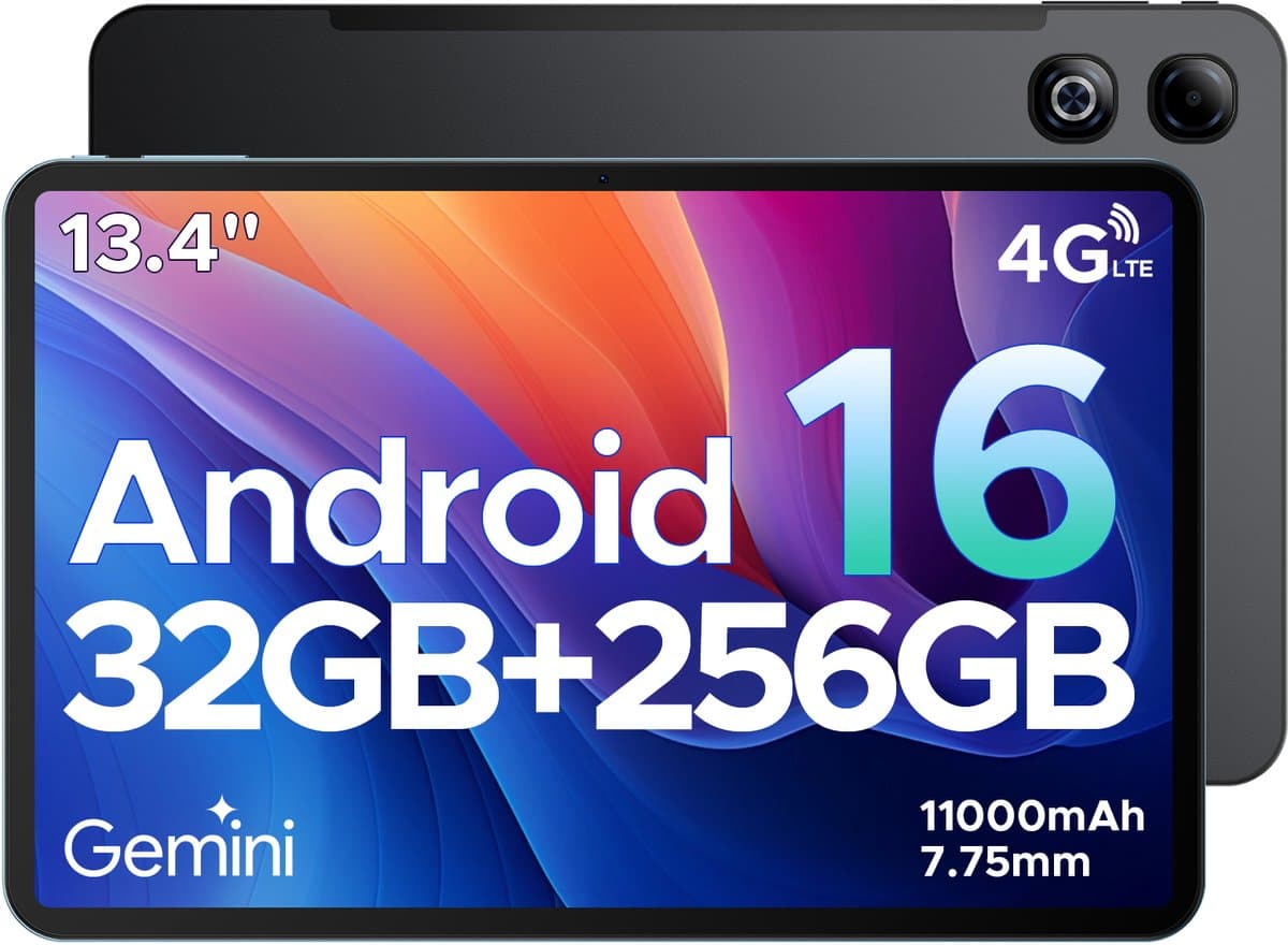DOOGEE TAB G6 MAX - Android 16-tablet - 4G LTE - 13,4-inch FHD+ 90Hz IPS - 11000mAh/18W - 32GB ROM + 256GB RAM/2TB TF - Octa-core gamingtablet - 5G Wi-Fi - Widevine L1 - Face ID - OTG - Dubbele luidsprekers — afbeelding 1