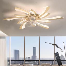 Moderne LED Plafondventilator met Licht, Stil, Dimbaar en Smart, Inclusief Afstandsbediening — thumbnail 1