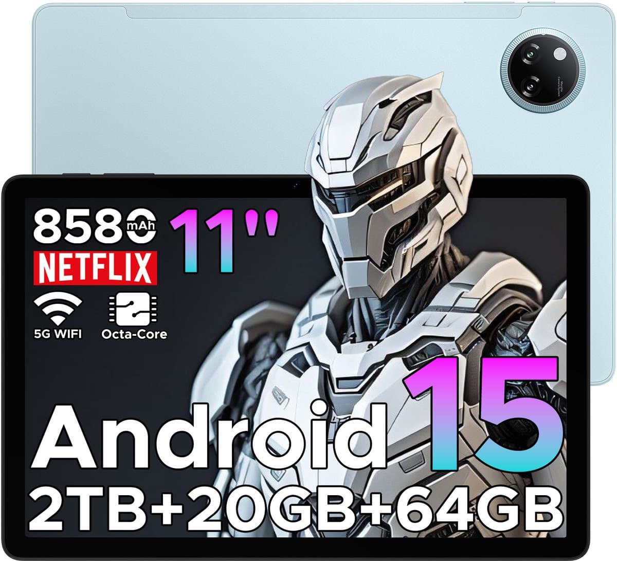DOOGEE TAB A9+ - Tablet - 20GB RAM + 64GB ROM(2TB/TF) - 11 inth HD IPS 90Hz - Android 15 - 8580 mAh - Unisoc T7200 - 5G WiFi - Dubbele luidsprekers- Face ID - Blauw — afbeelding 1
