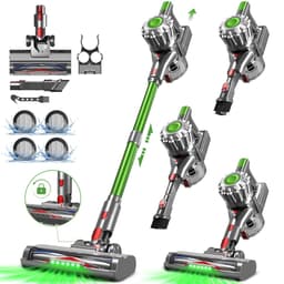 Fukstern Steelstofzuiger Draadloos - 38KPa krachtige zuigkracht - Tot 60 Min Accuduur - 4-voudig HEPA-Filtersysteem - 1,6L Stofreservoir - Anti-Klit Vloerborstel draadloze steelstofzuiger - groen — thumbnail 1