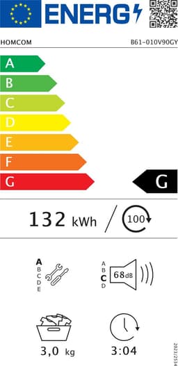 HOMCOM Wasdroger Roestvrij staal, ABS 49L x 43B x 61H cm Grijs — thumbnail 2