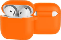 Jumada's Case Geschikt voor AirPods 4 Hoesje Hoes Siliconen Met Clip Cover - Hoesje Geschikt voor Apple AirPods 4 Hoes Siliconen - Oranje — thumbnail 2