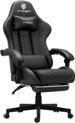 HICON® Gamestoel – Gaming Stoel – Gaming Chair met Voetsteun | Ergonomische Bureaustoel - Lambeth Zwart — thumbnail 3