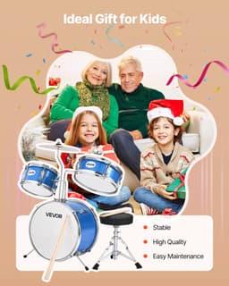 VEVOR Drumset 3-Delig Drumstel voor Kinderen met 14-Inch (35,6 Cm) Bastrommel Blauw — thumbnail 5