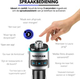 Wegman Bluetooth FM Transmitter - Autolader USB - Carkit - Bluetooth Auto Radio - SD Kaart - USB Stick — thumbnail 5