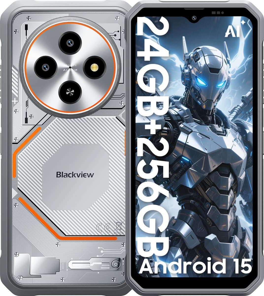 Blackview FORT 2 - AI Robuuste Smartphone - 24 GB RAM - 256 GB ROM - 6,56 inch MTK G81 - Robuuste telefoon - Android 15 - GPS IP69K OTG NFC Gemini AI - WIT — afbeelding 1