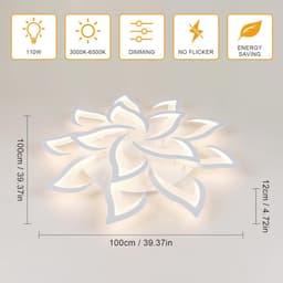 Dimbare LED-plafondlamp 84W met afstandsbediening voor moderne ruimtes — thumbnail 5