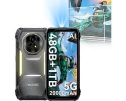 Blackview XPLORE 2 Projector - Robuuste Smartphone - 5G - 48GB RAM - 1TB ROM - 20000mAh - 120W snel opladen - 6.73 inch QHD+ AMOLED-scherm - Nachtzicht - Android 15 - Robuuste Telefoon - NFC - GPS - Zwart