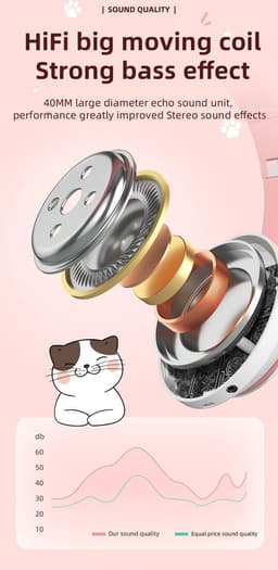 Kinder hoofdtelefoon - cat headphones| Draadloze koptelefoon Bluetooth met led kattenoortjes paars | Koptelefoon voor Kinderen - Met Led Kat Oortjes | met verlichting poot — thumbnail 2