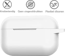 Hoesje Geschikt voor Apple AirPods Pro 2 - Siliconen Hoes met Clip - Silicone Case Cover - Wit — thumbnail 4
