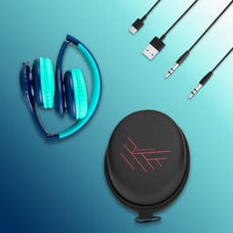 PowerLocus PLED Draadloze Koptelefoon Over-Ear voor Kinderen - LED lampjes - met Microfoon - Micro SD poort - Blauw — thumbnail 5